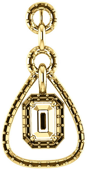 Tear DropStyled Pendant Mounting with Articulated Dangle for Emerald Gemstone Size 6 x 4mm to 12 x 10mm