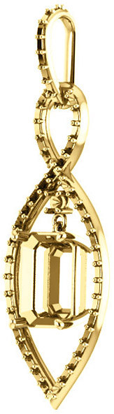 Infiniti Articulated Dangle Pendant Mounting for Emerald Gemstone Size 6 x 4mm to 9 x 7mm