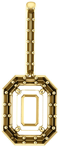 Halo Accented Pendant Mounting for Emerald Gemstone Size 6 x 4mm to 12 x 10mm