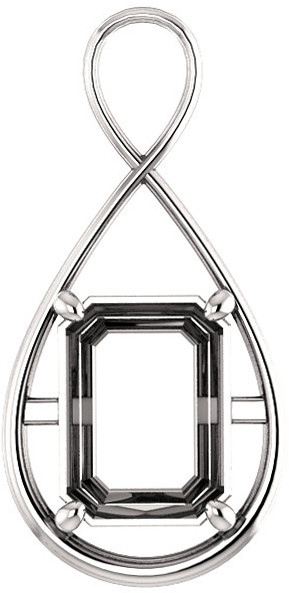 Criss Cross Soiltaire Pendant Mounting for Emerald Gemstone Size 5 x 3mm to 16 x 12mm