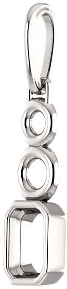 Double Open Circle Decorated Bezel Set Soiltaire Pendant Mounting for Emerald Gemstone Size 5 x 3mm to 16 x 12mm