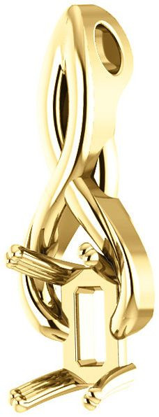 Infiniti Style Solitaire Soiltaire Pendant Mounting for Emerald Gemstone Size 6 x 4mm to 16 x 12mm