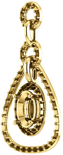 Tear DropStyled Pendant Mounting with Articulated Dangle for Oval Gemstone Size 6 x 4mm to 12 x 10mm