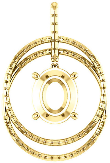 Double Row Circle Pendant Mounting for Oval Gemstone Size 6 x 4mm to 12 x 10mm