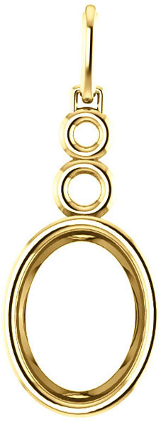Double Open Circle Decorated Bezel Set Soiltaire Pendant Mounting for Oval Gemstone Size 5 x 3mm to 16 x 12mm