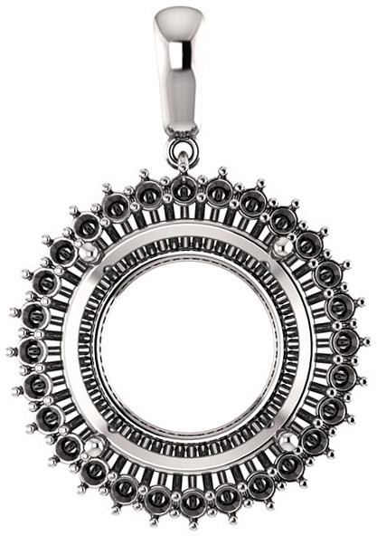 Halo Styled Pendant Mounting for Round Gemstone Size 5.20mm to 15mm