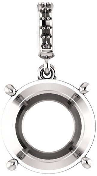 Dangle Accented Pendant Mounting for Round Gemstone Size 4.10mm to 12mm
