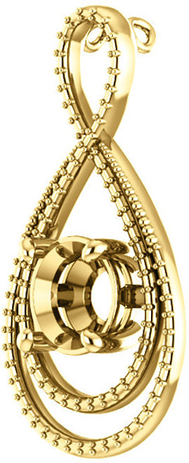 Bypass Accented Pendant Mounting for Round Gemstone Size 4.10mm to 15mm