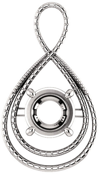 Bypass Accented Pendant Mounting for Round Gemstone Size 4.10mm to 15mm