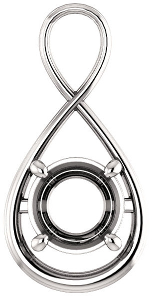 Criss Cross Soiltaire Pendant Mounting for Round Gemstone Size 4.10mm to 15mm