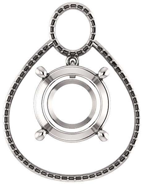 Articulated Dangle Accented Pendant Mounting for Round Gemstone Size 4.10mm to 15mm