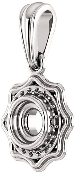 Scalloped Detail Halo Pendant Mounting for Round Gemstone Size 4.10mm to 10mm