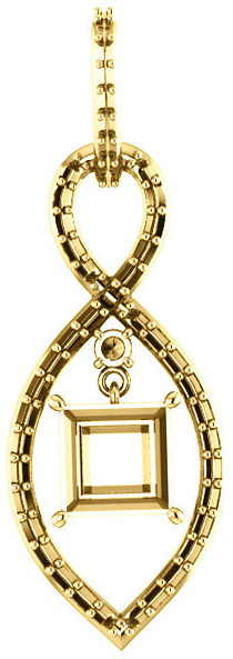 Infiniti Articulated Dangle Pendant Mounting for Square Gemstone Size 4mm to 7mm