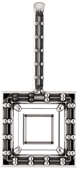 Halo Accented Pendant Mounting for Square Gemstone Size 5mm to 10mm