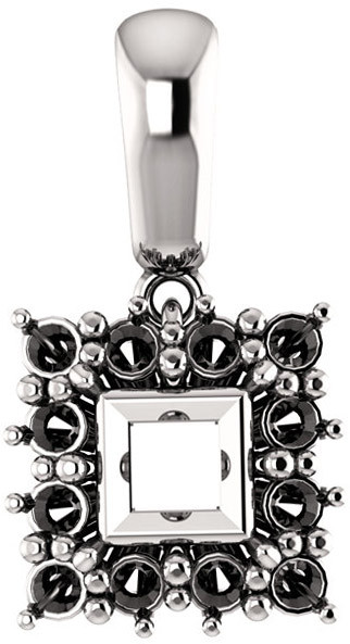Halo Styled Pendant Mounting for Square Gemstone Size 5mm to 10mm