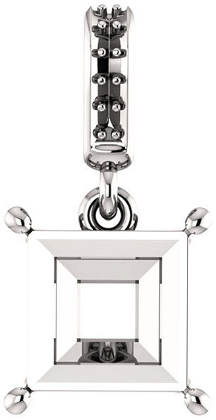 Dangle Accented Pendant Mounting for Square Gemstone Size 4mm to 10mm