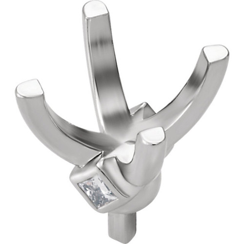 Gorgeous Partially Set Diamond Accented 4Prong Jewelry Finding for a Princess Gemstone Size 4.50mm  6mm