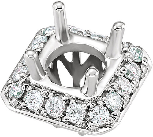 Sophisticated Diamond Halo Preset Peg Jewelry Finding for 5.80mm Round Center in 14kt White or Rose Gold