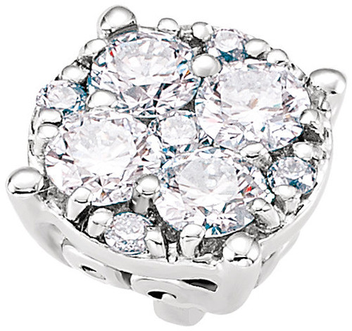Dazzling Round Diamond Cluster Preset Peg Jewelry Finding in 14k White Gold With Heart Detail  Diamond Carat Weight Options