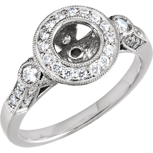 Absolutely Gorgeous Halo Style Preset Ring Base With 9/10ctw in 14kt White Gold