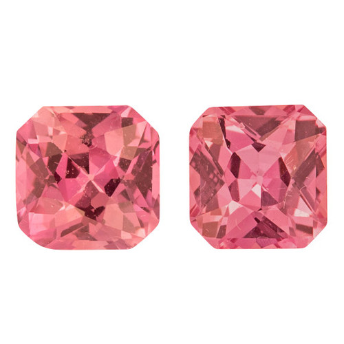 Well Matched Pink Sapphire Gem Pair - Radiant Cut - 1.8 carats - 5.40mm - Pink Color, No Heat