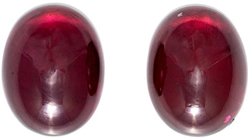 Well Matched Rhodolite Gemstone Pair - Cabochon Cut - Vivid Raspberry Red - 5.81 carats - 9 x 7mm