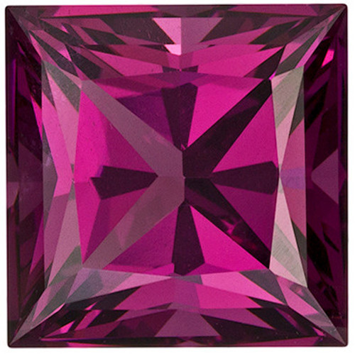4.12 carats Rhodolite Loose Gemstone in Princess Cut, Raspberry Red, 8.5 mm