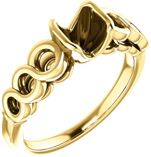 Chic Accented Engagement Ring Mounting For Asscher Gemstone Size 5mm to 7mm