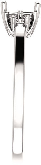 Ring Mounting for Asscher Gemstone Size 5mm to 7mm  Triple Side Accents