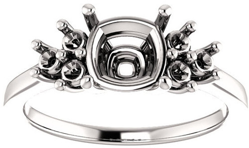 Ring Mounting for Cushion Gemstone Size 5mm to 10mm  Triple Side Accents
