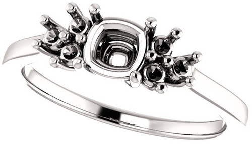 Ring Mounting for Cushion Gemstone Size 5mm to 10mm  Triple Side Accents