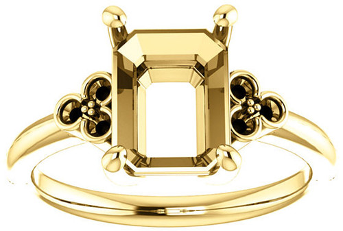 Triple Side Accent Ring Mounting For Emerald Gemstone Size 6 x 4mm to 11 x 9mm