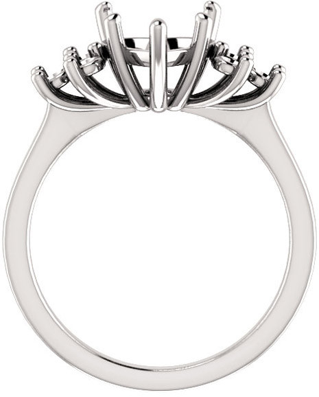 Ring Mounting for Heart Gemstone Size 5mm to 10mm  Triple Side Accents