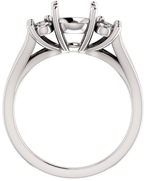 Round Ring Mounting With 4 Side Accents  Gemstone Size 4.10mm to 12mm