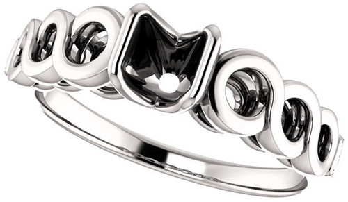 Chic Accented Engagement Ring Mounting For Square Gemstone Size 4mm to 7mm