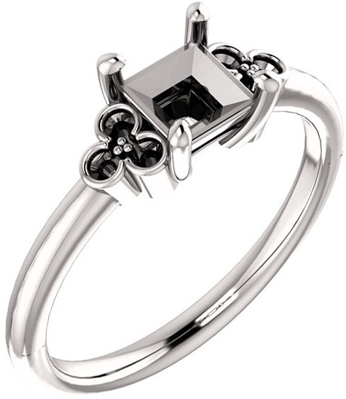 Triple Side Accent Ring Mounting For Square Gemstone Size 5mm to 10mm