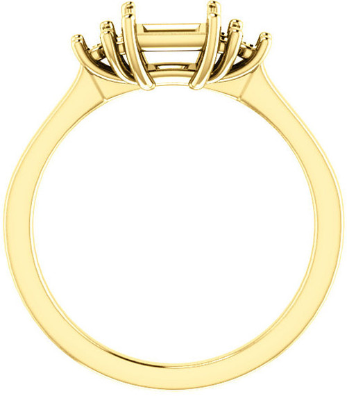 Ring Mounting for Square Gemstone Size 4mm to 10mm  Triple Side Accents