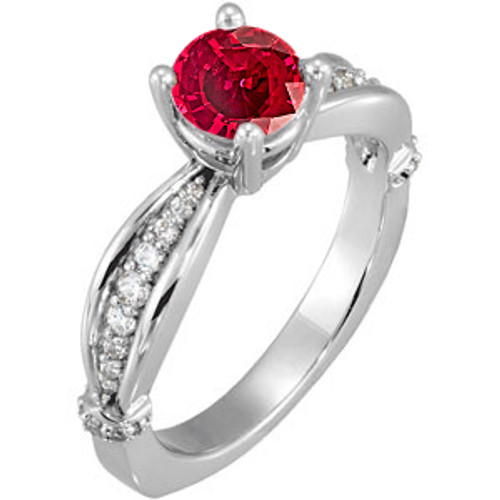 GEM Grade 1.00 Carat 6mm Ruby Solitaire Sculpted Engagement Ring