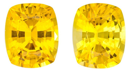 AfricaGems Certified Yellow Sapphire - Cushion Cut - 0.94 carats - 4.8 x 4mm Matching Pair - Ideal for Studs