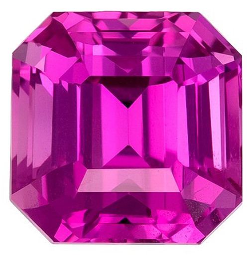 Pink Sapphire Gem, 1.51 carats Asscher Cut in 5.9 mm size in Gorgeous Pink Color With GIA Certificate