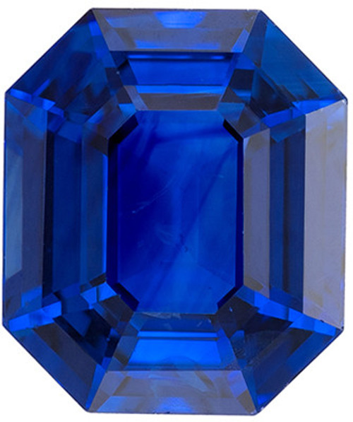Genuine Blue Sapphire Gem in Emerald Cut, 7.5 x 6.4 mm in Gorgeous Vivid Rich Blue, 1.99 carats