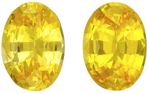 Genuine Yellow Sapphire - 1.76 carats - Oval Cut - 7 x 5mm - Matching Pair