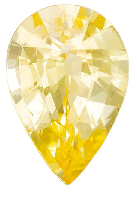 Yellow Sapphire Loose Gemstone, 1.57 carats in Pear Cut, 9.3 x 6.3 x 4.1 mm, Top Colored Gem