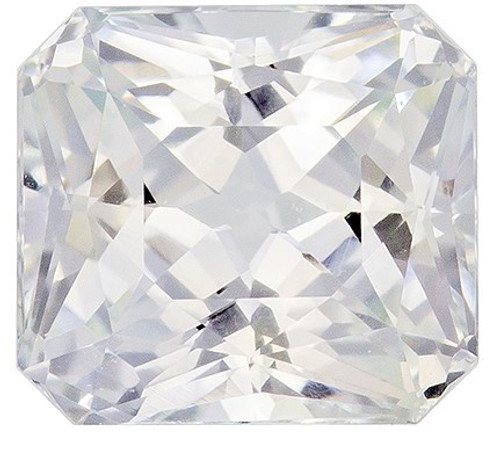 White Sapphire Gemstone, Radiant Cut, 1.61 carats, 6.4 x 5.8 mm , AfricaGems Certified
