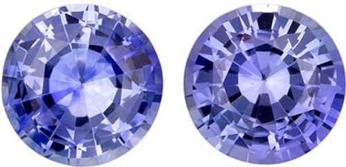 1.91 carats Blue Sapphire Matched Gemstone in Pair in Round Cut, Vivid Cornflower Blue, 5.9 mm