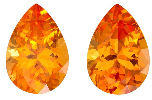 AfricaGems Certified Spessartite Gemstones - Unset Orange - Pear Cut - 3.63 carats - 8.9 x 6.2mm Matching Pair