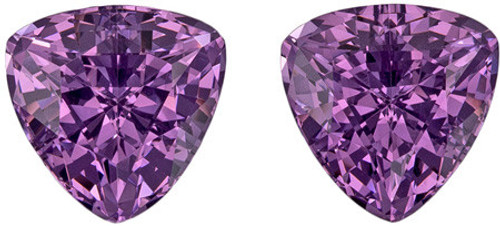 Vivid Magenta Spinel - Trillion Cut - Purple - 3.1 carats - 6.9mm (2 Piece Matched Pair)