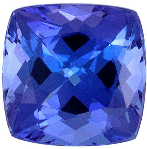 Well Saturated Tanzanite Quality Gem, 6.9 mm, Rich Blue Purple, Cushion Cut, 1.8 carats