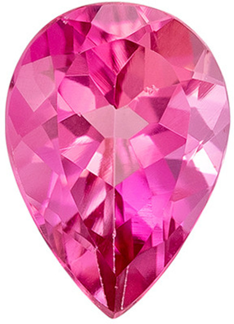 Bright & Lively Genuine Loose Pink Tourmaline Gemstone in Pear Cut, 7 x 5 mm, Vivid Pure Pink, 0.67 carats