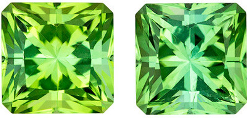 Neon Mint Green Tourmaline Pair in 2.77 carats, 6.0mm Size Radiant Cut